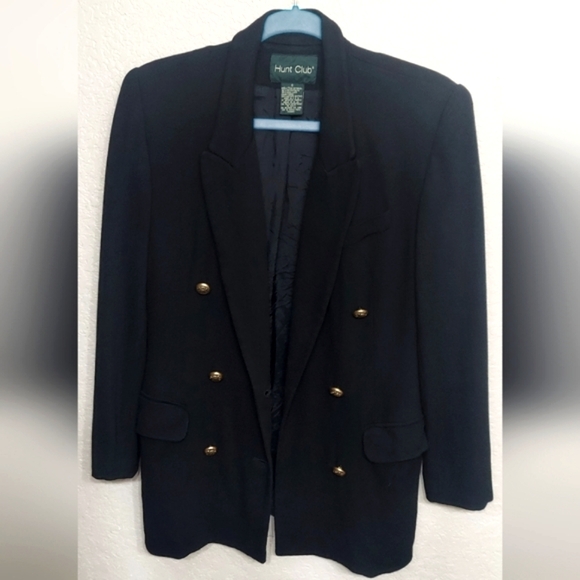 Vintage 90s Oversized Military Blazer Women's Size 6 Black Suit Jacket RARE VTG - Picture 1 of 9